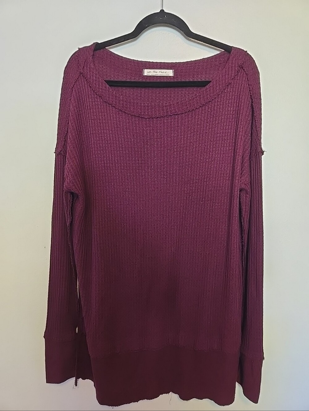 Free People We The Free Waffle Knit Tunic Top Maroon Oversized S